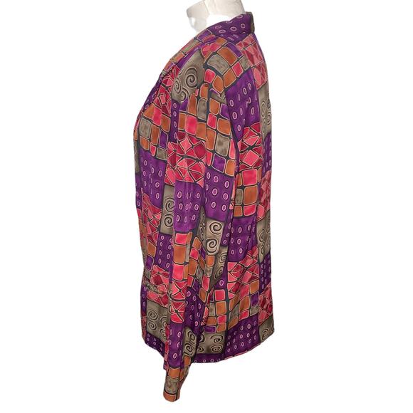 Vintage Retro abstract print one button Blazer Michael Taylor Petite Large - Picture 2 of 8